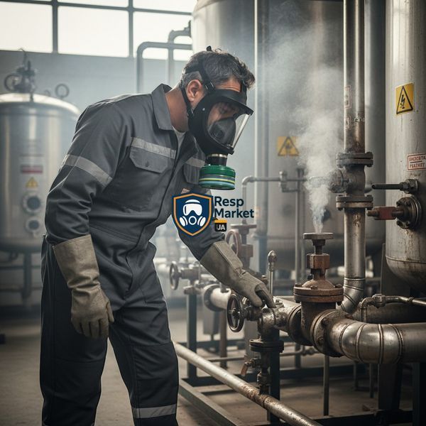 Противогаз панорамний ГП-9 для захисту від газів, кислот, аміаку, чадного газу, диму, вірусів та токсичних аерозолів ППМ фото