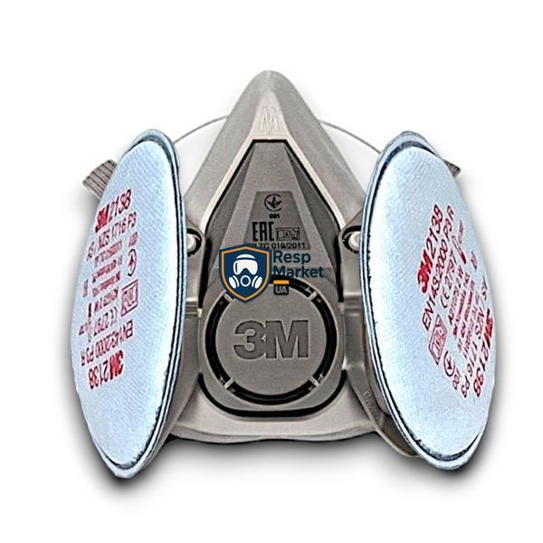 Респіратор 3M 6200 з фільтрами 3M 2138 P3 R, напівмаска для пилу, зварювального диму, аерозолів, озону та запахів кислотних газів 62002138 фото