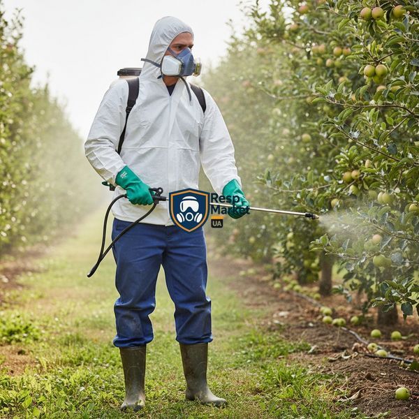 Силиконовая полумаска 3M 7502 с фильтрами 3M 6059 ABEK1 для агрохимии, удобрений и аммиака 75026059 фото