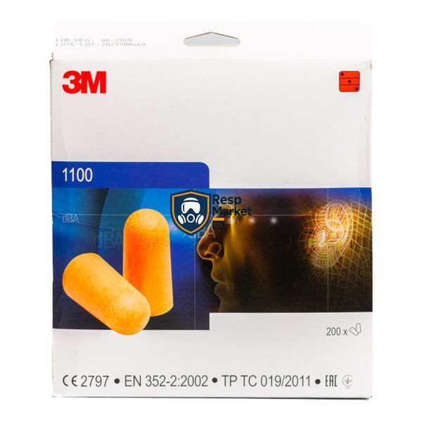 Беруши противошумные 3M 1100 200шт. Беруші 3М 1100 фото