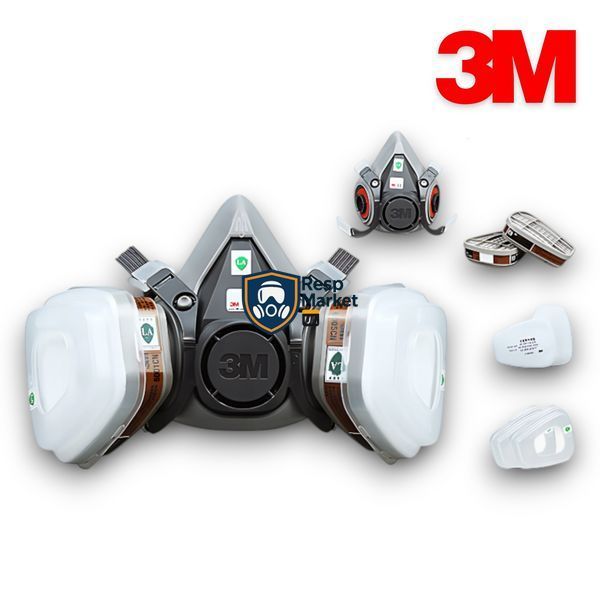 Напівмаска 3M 6200 з фільтрами 3M 6075 A1+Form від формальдегіду для роботи з клеями, смолами, виробництво полімерних матеріалів 62006075 фото