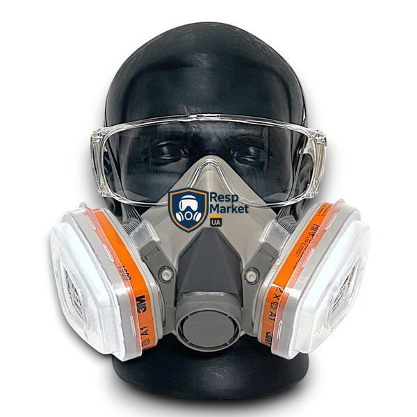 Полумаска 3M 6200 с фильтрами 3M 6075 A1+Form от формальдегида для колористов, кератина и ботокса для волос 62006075 фото